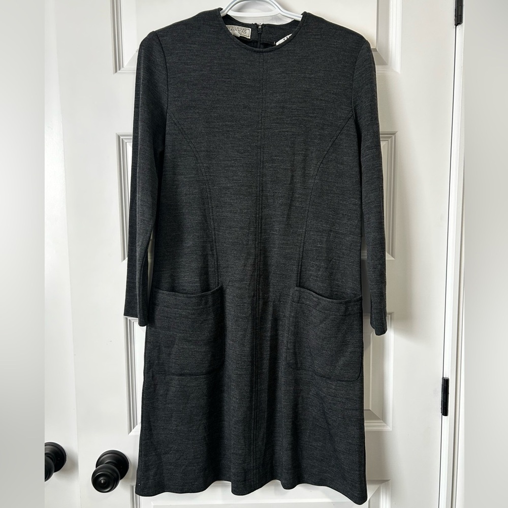 Bergdorf Goodman Wool Vintage Long Sleeve Sheath Dress